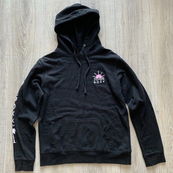 Roxy Pullover Hoodie Hooded Sweatshirt Black Womens M Medium - Picture 1 of 9